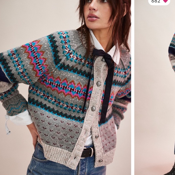 We the free bright at home cardi set/wool/Large - Picture 2 of 16